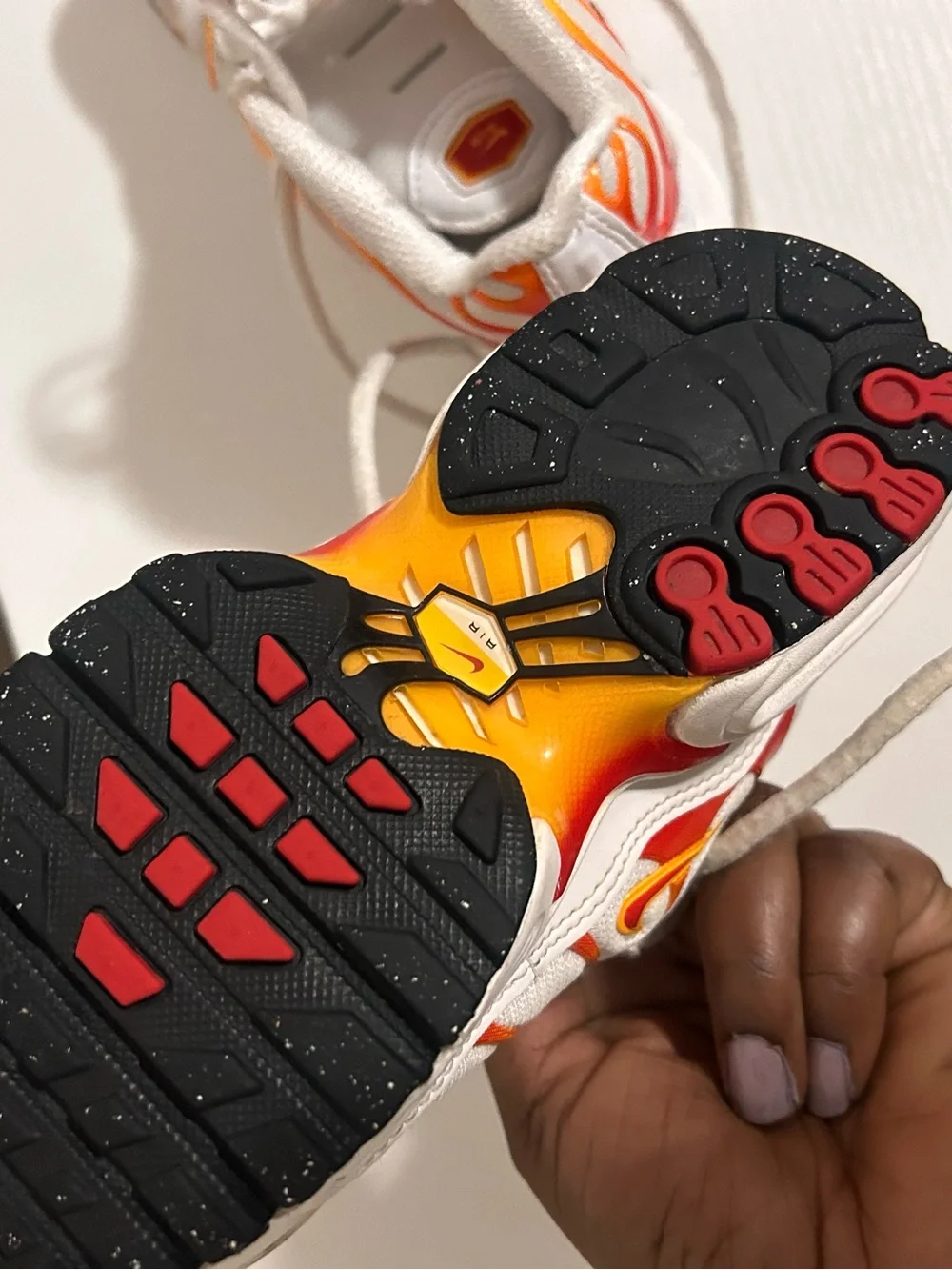 Nike Kids White Sneakers with Orange Trim